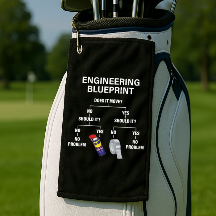 My Engineering Blueprint Funny Engineer TShirt Golf Towel