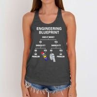 My Engineering Blueprint Funny Engineer TShirt Women's Knotted Racerback Tank