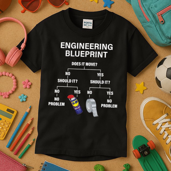 My Engineering Blueprint Funny Engineer TShirt Kids T-Shirt