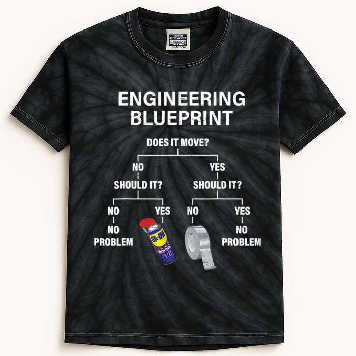 My Engineering Blueprint Funny Engineer TShirt Kids Tie-Dye T-Shirt