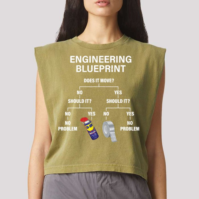 My Engineering Blueprint Funny Engineer TShirt Garment-Dyed Women's Muscle Tee
