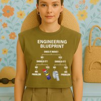 My Engineering Blueprint Funny Engineer TShirt Garment-Dyed Women's Muscle Tee