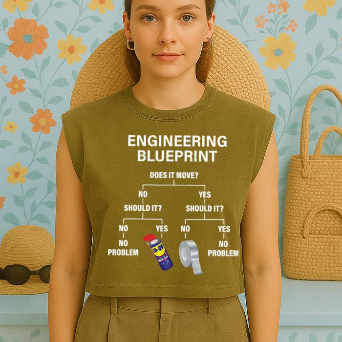 My Engineering Blueprint Funny Engineer TShirt Garment-Dyed Women's Muscle Tee