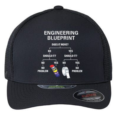 My Engineering Blueprint Funny Engineer Flexfit Unipanel Trucker Cap