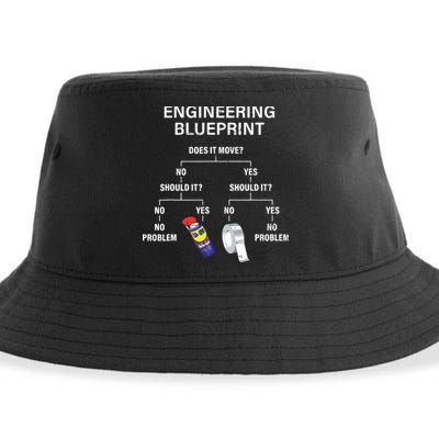 My Engineering Blueprint Funny Engineer Sustainable Bucket Hat