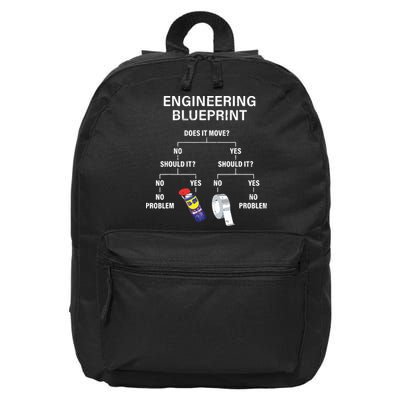My Engineering Blueprint Funny Engineer 16 in Basic Backpack