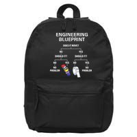 My Engineering Blueprint Funny Engineer 16 in Basic Backpack