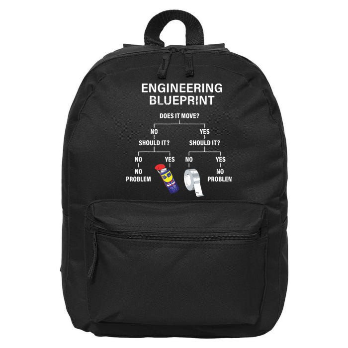 My Engineering Blueprint Funny Engineer 16 in Basic Backpack