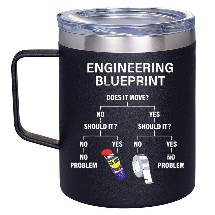 My Engineering Blueprint Funny Engineer 12oz Stainless Steel Coffee Mug