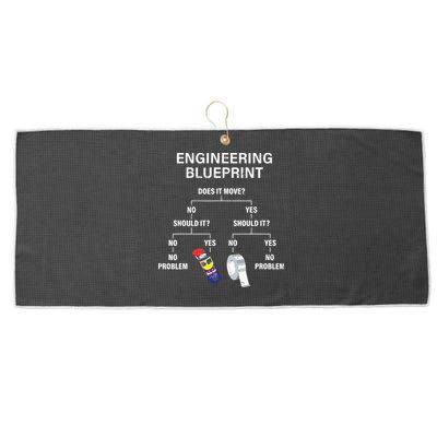My Engineering Blueprint Funny Engineer Large Microfiber Waffle Golf Towel