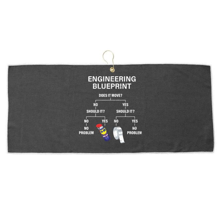 My Engineering Blueprint Funny Engineer Large Microfiber Waffle Golf Towel
