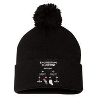 My Engineering Blueprint Funny Engineer Pom Pom 12in Knit Beanie