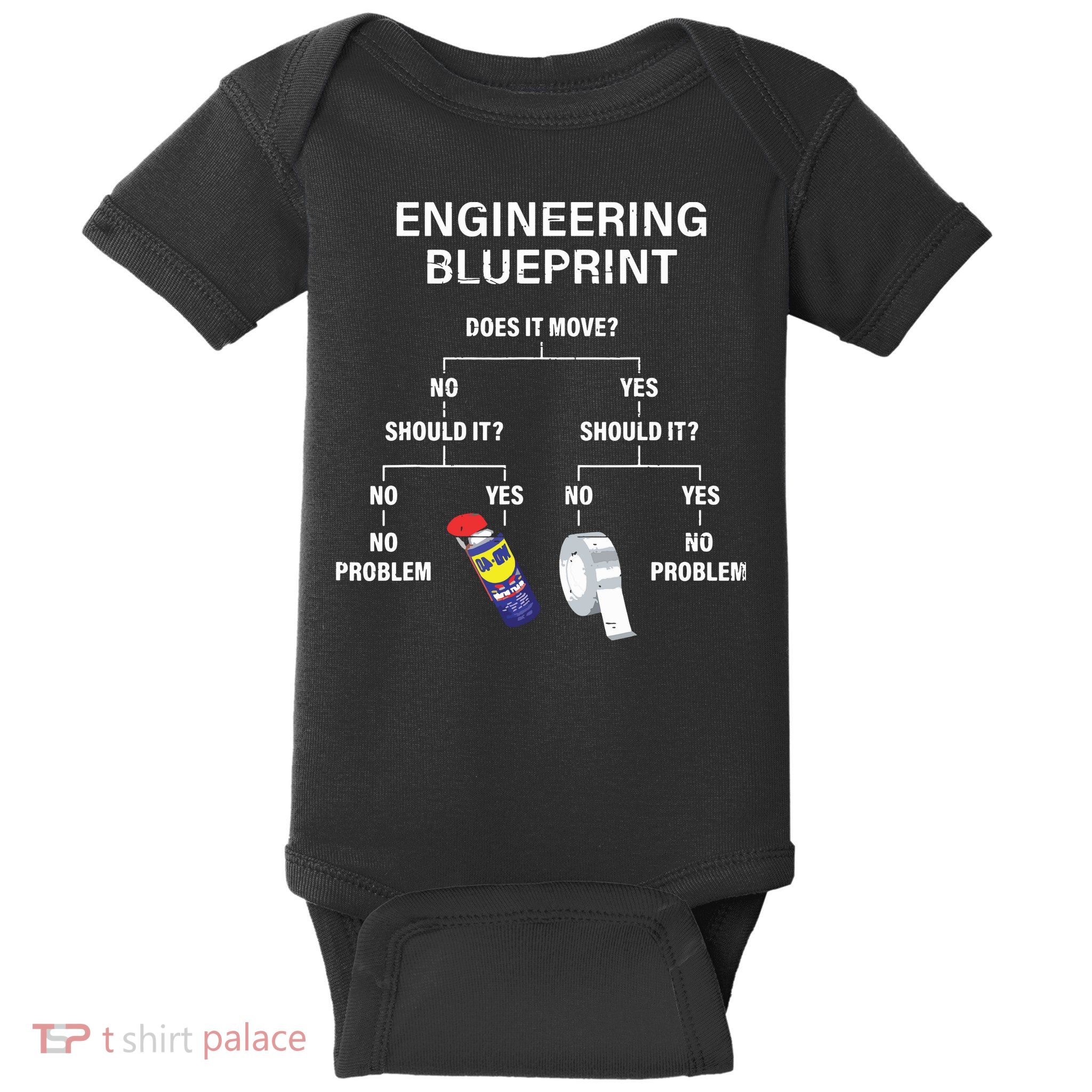 My Engineering Blueprint Funny Engineer Baby Bodysuit