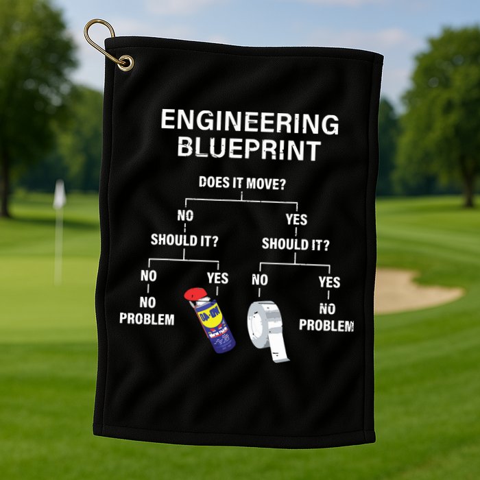 My Engineering Blueprint Funny Engineer Golf Towel