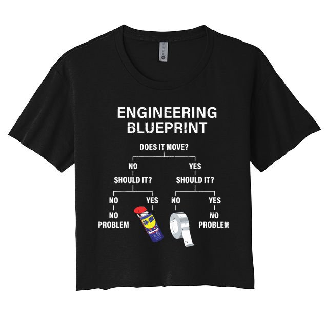 My Engineering Blueprint Funny Engineer Crop Top