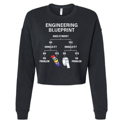 My Engineering Blueprint Funny Engineer Cropped Pullover Crew