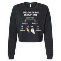 My Engineering Blueprint Funny Engineer Cropped Pullover Crew