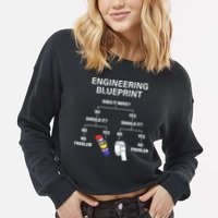 My Engineering Blueprint Funny Engineer Cropped Pullover Crew