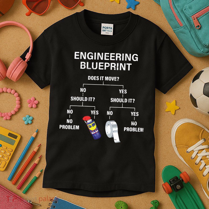 My Engineering Blueprint Funny Engineer Kids T-Shirt
