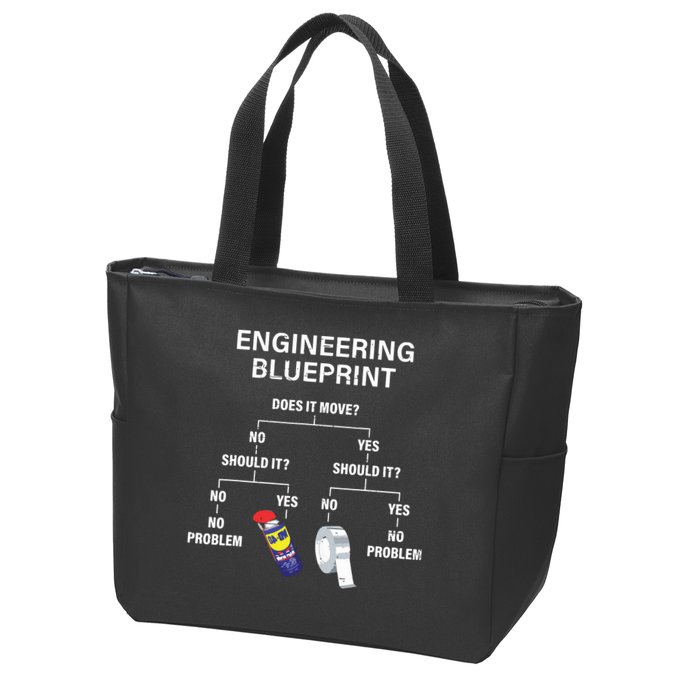 My Engineering Blueprint Funny Engineer Zip Tote Bag