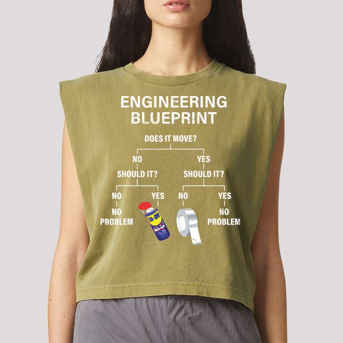 My Engineering Blueprint Funny Engineer Garment-Dyed Women's Muscle Tee