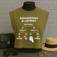My Engineering Blueprint Funny Engineer Garment-Dyed Women's Muscle Tee
