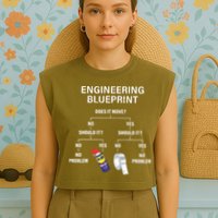 My Engineering Blueprint Funny Engineer Garment-Dyed Women's Muscle Tee