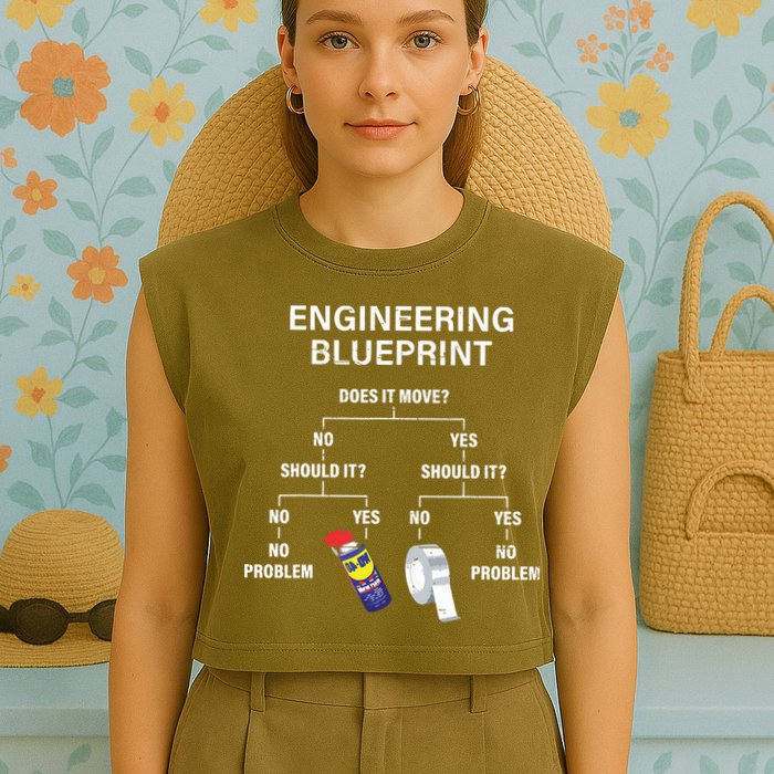 My Engineering Blueprint Funny Engineer Garment-Dyed Women's Muscle Tee