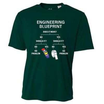 My Engineering Blueprint Funny Engineer Cooling Performance Crew T-Shirt