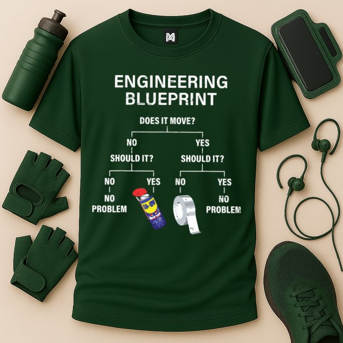 My Engineering Blueprint Funny Engineer Performance Shirt