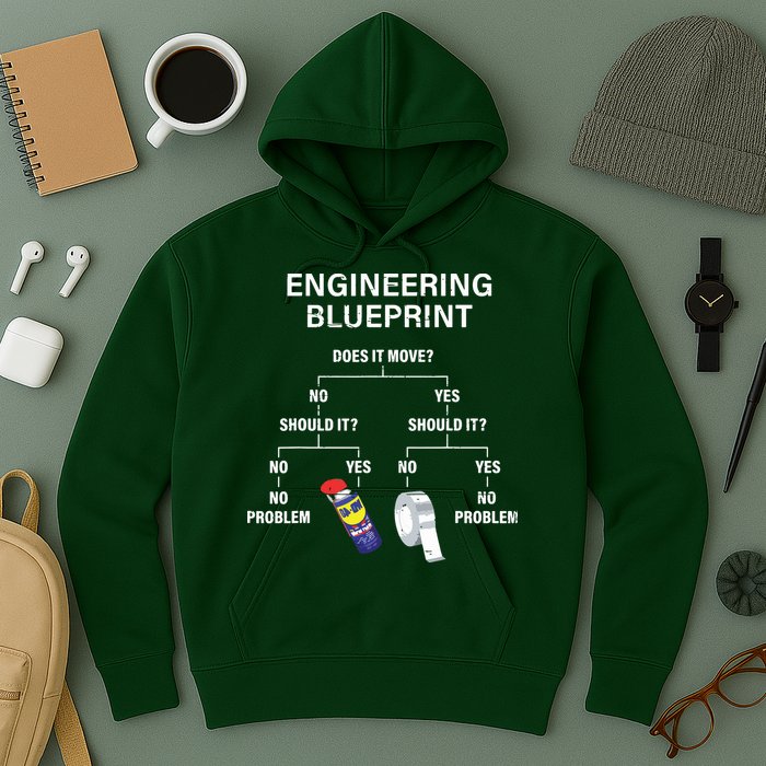 My Engineering Blueprint Funny Engineer Hoodie