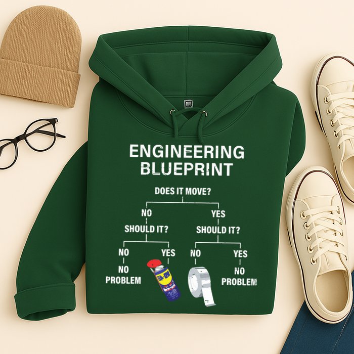 My Engineering Blueprint Funny Engineer Hoodie
