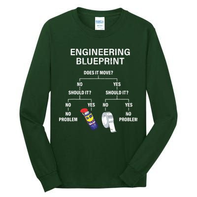 My Engineering Blueprint Funny Engineer Tall Long Sleeve T-Shirt