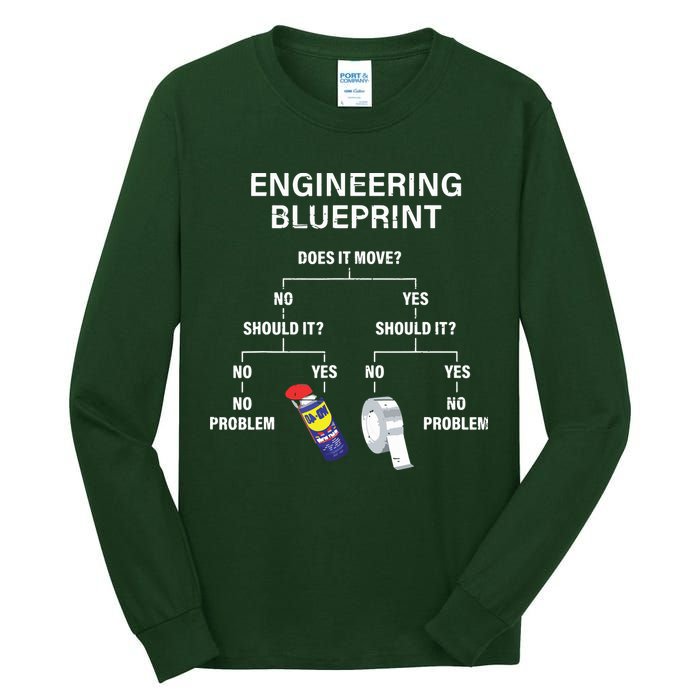 My Engineering Blueprint Funny Engineer Tall Long Sleeve T-Shirt