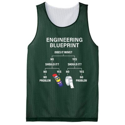 My Engineering Blueprint Funny Engineer Mesh Reversible Basketball Jersey Tank