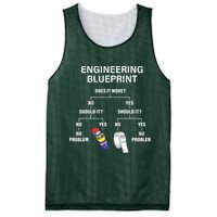 My Engineering Blueprint Funny Engineer Mesh Reversible Basketball Jersey Tank