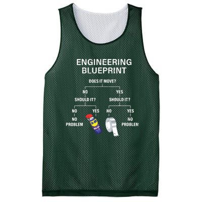 My Engineering Blueprint Funny Engineer Mesh Reversible Basketball Jersey Tank