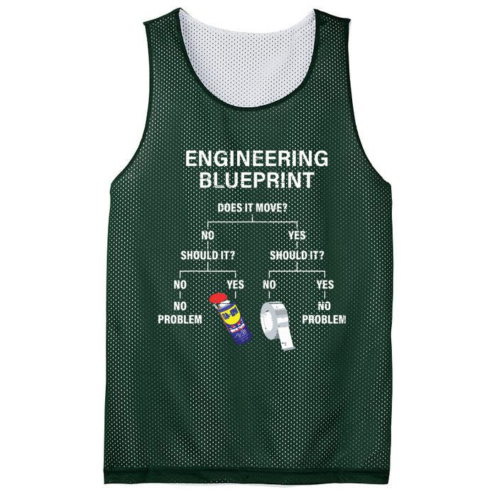My Engineering Blueprint Funny Engineer Mesh Reversible Basketball Jersey Tank