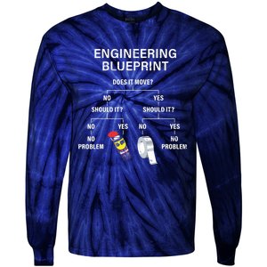 My Engineering Blueprint Funny Engineer Tie-Dye Long Sleeve Shirt