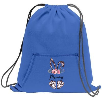 Mommy Easter Bunny Floral Leopard Print Mom Happy Easter Gift Sweatshirt Cinch Pack Bag