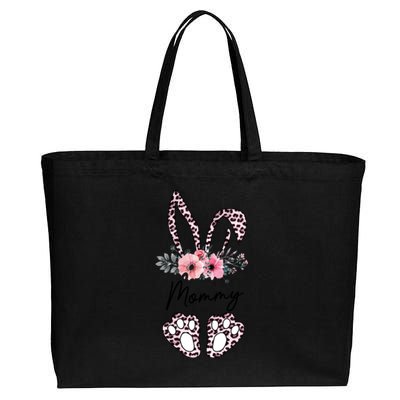 Mommy Easter Bunny Floral Leopard Print Mom Happy Easter Gift Cotton Canvas Jumbo Tote