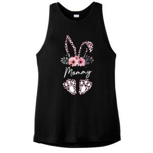 Mommy Easter Bunny Floral Leopard Print Mom Happy Easter Gift Ladies PosiCharge Tri-Blend Wicking Tank