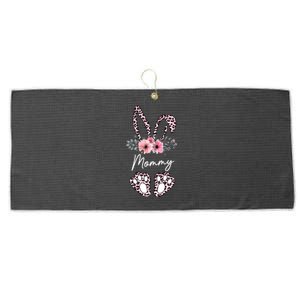 Mommy Easter Bunny Floral Leopard Print Mom Happy Easter Gift Large Microfiber Waffle Golf Towel