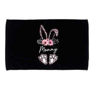 Mommy Easter Bunny Floral Leopard Print Mom Happy Easter Gift Microfiber Hand Towel