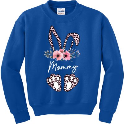 Mommy Easter Bunny Floral Leopard Print Mom Happy Easter Gift Kids Sweatshirt