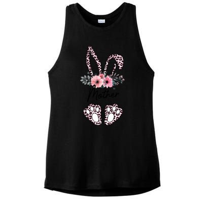 Mother Easter Bunny Floral Leopard Print Mom Happy Easter Cute Gift Ladies PosiCharge Tri-Blend Wicking Tank