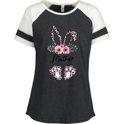 Mother Easter Bunny Floral Leopard Print Mom Happy Easter Cute Gift Enza Ladies Jersey Colorblock Tee