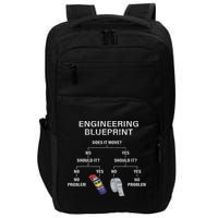 My Engineering Blueprint Funny Engineer Impact Tech Backpack
