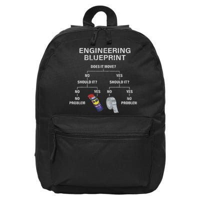 My Engineering Blueprint Funny Engineer 16 in Basic Backpack