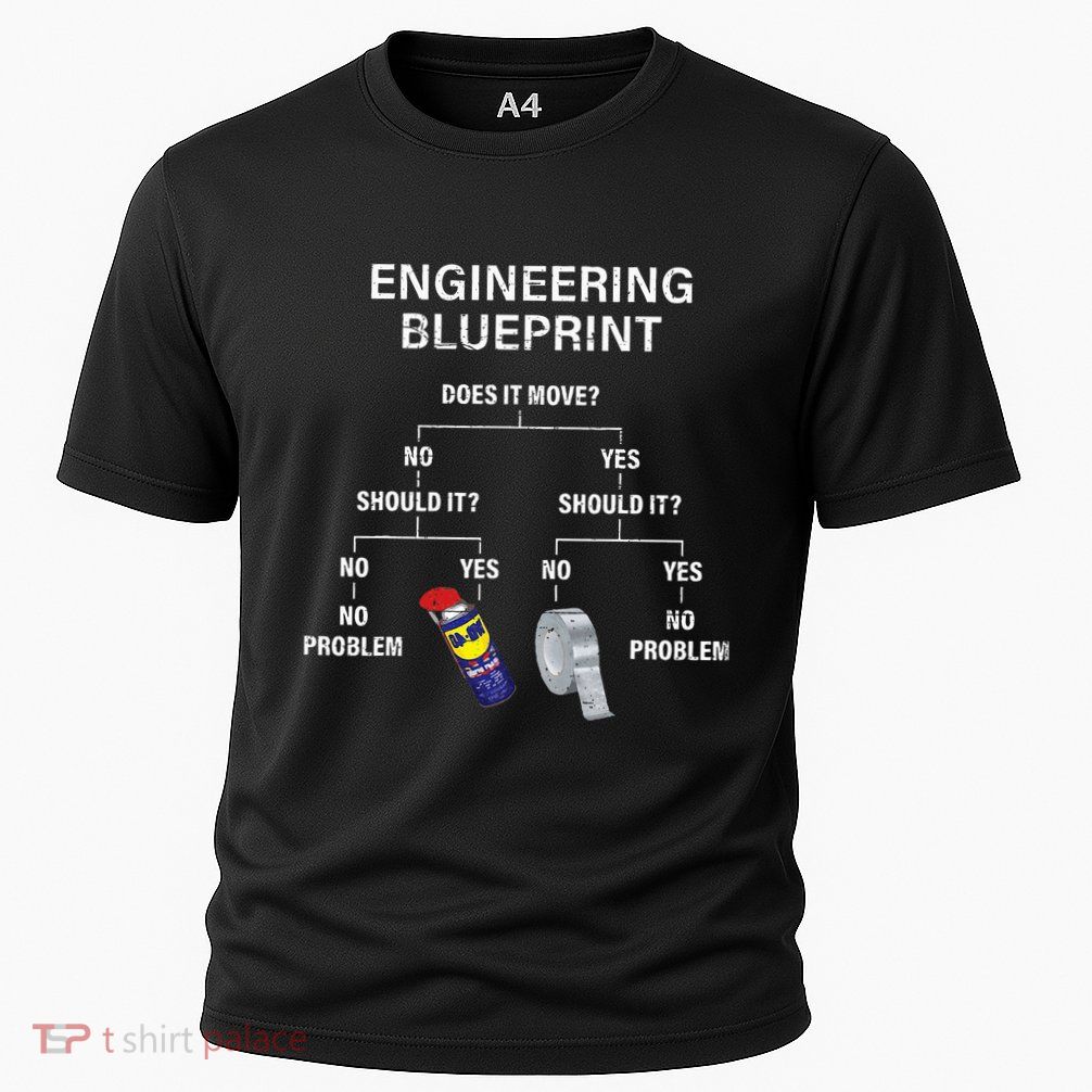 My Engineering Blueprint Funny Engineer Cooling Performance Crew T-Shirt